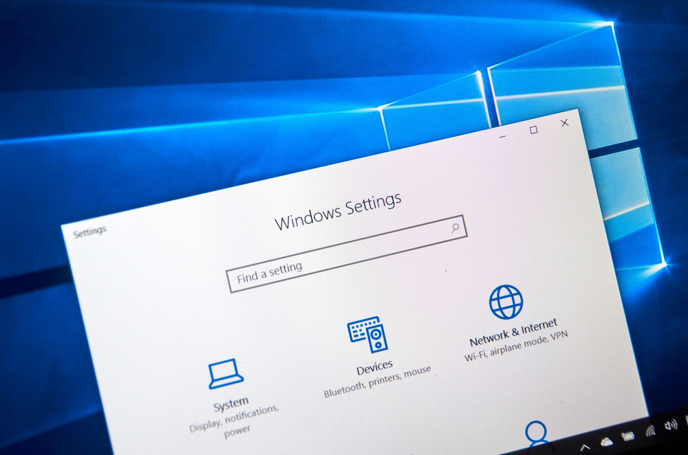 Windows 10 settings page