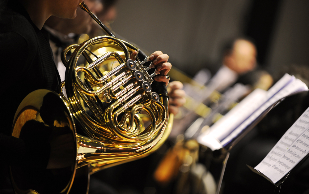 person plays french horn