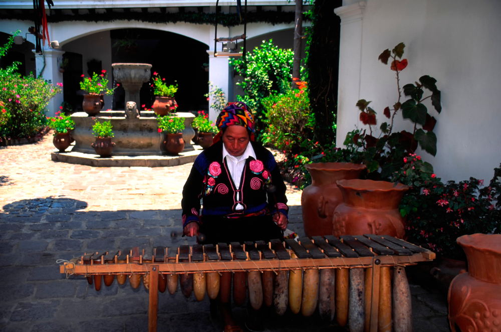 woman plays marimba